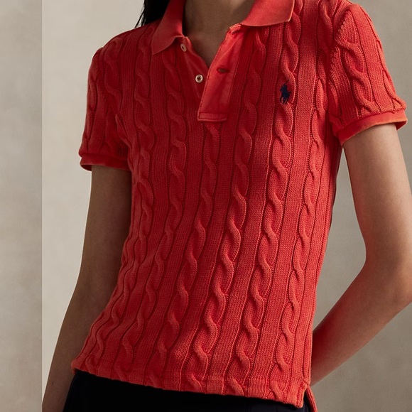 🎀 HOST PICK 🎀Ralph Lauren Bright Pink Cable Knit Polo - Picture 9 of 12